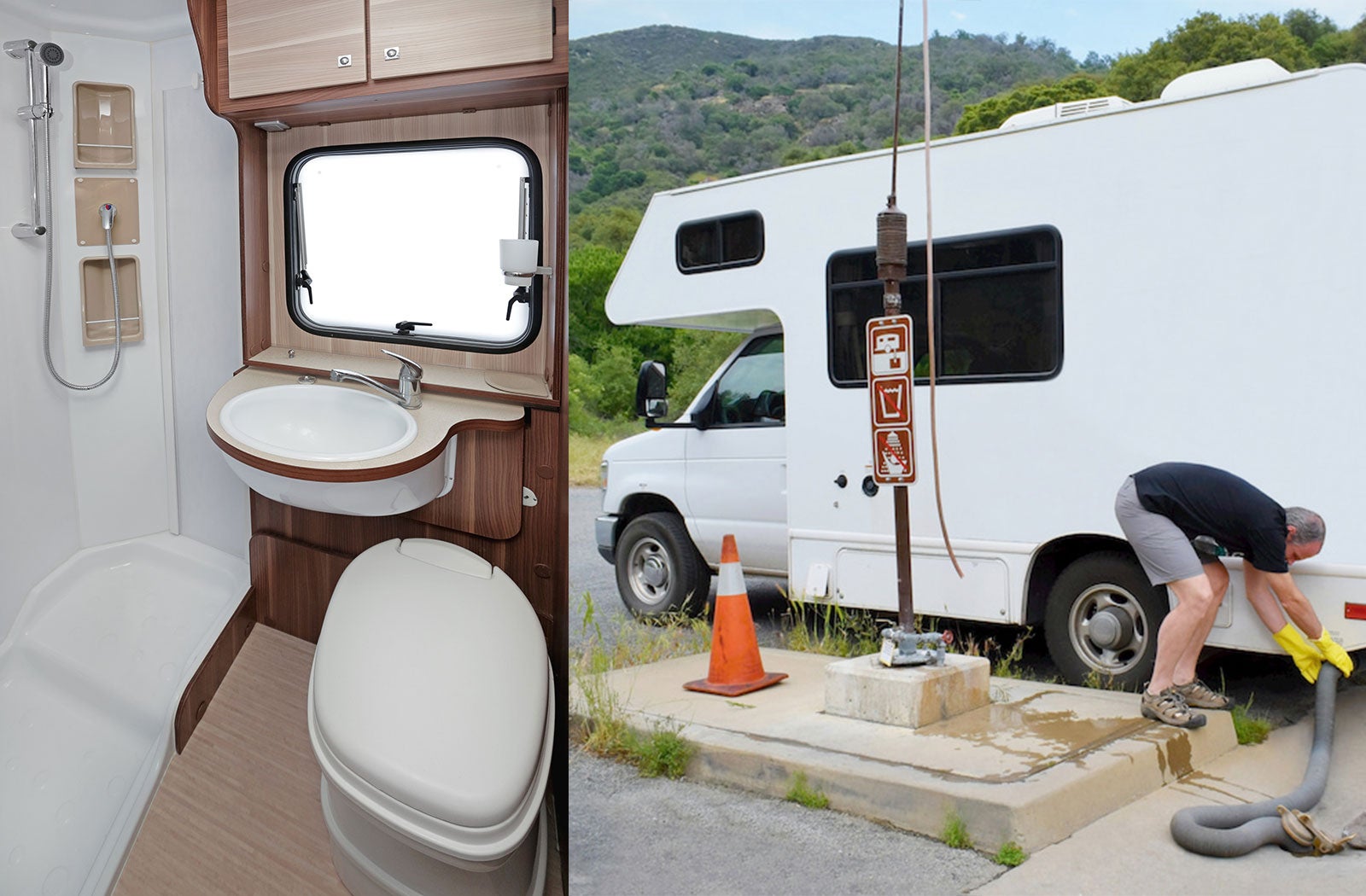 Portable RV/camper toilet and holding tank setup in Galesburg, Illinois